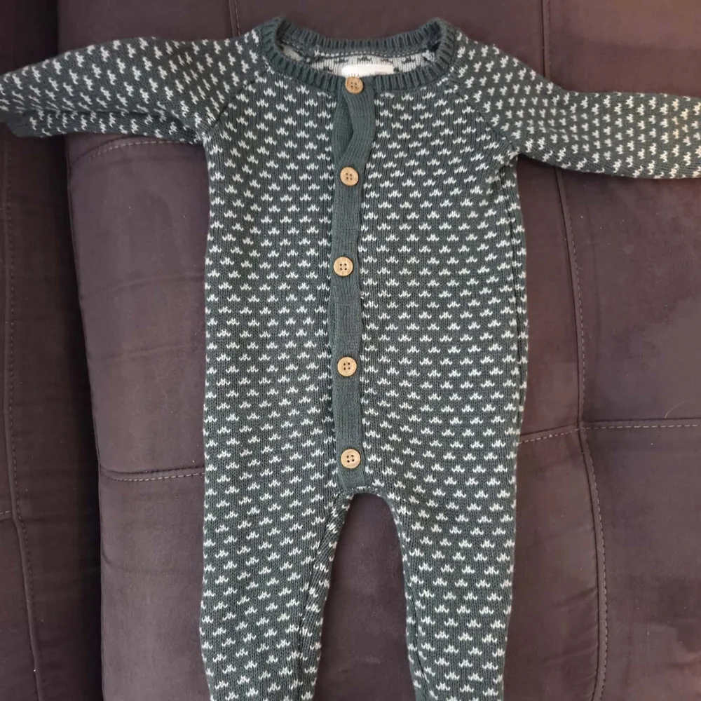 Carters Little Planet Organic Cotton Cozy Green Knit Kids One Piece 3 MTH